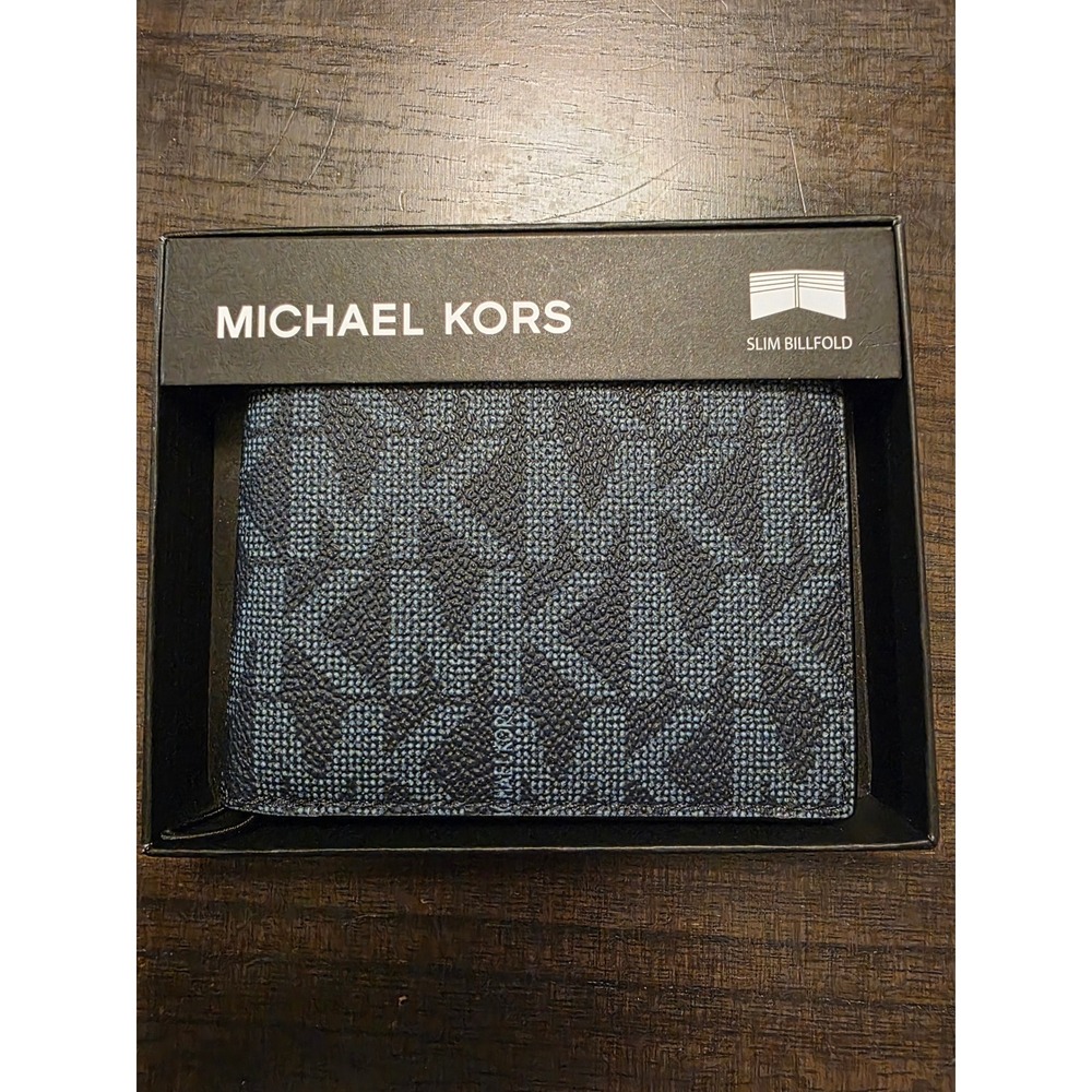 Michael Kors Jet Set Mens Slim Billfold Wallet Admiral Blue 86F5SMNF5B NEW